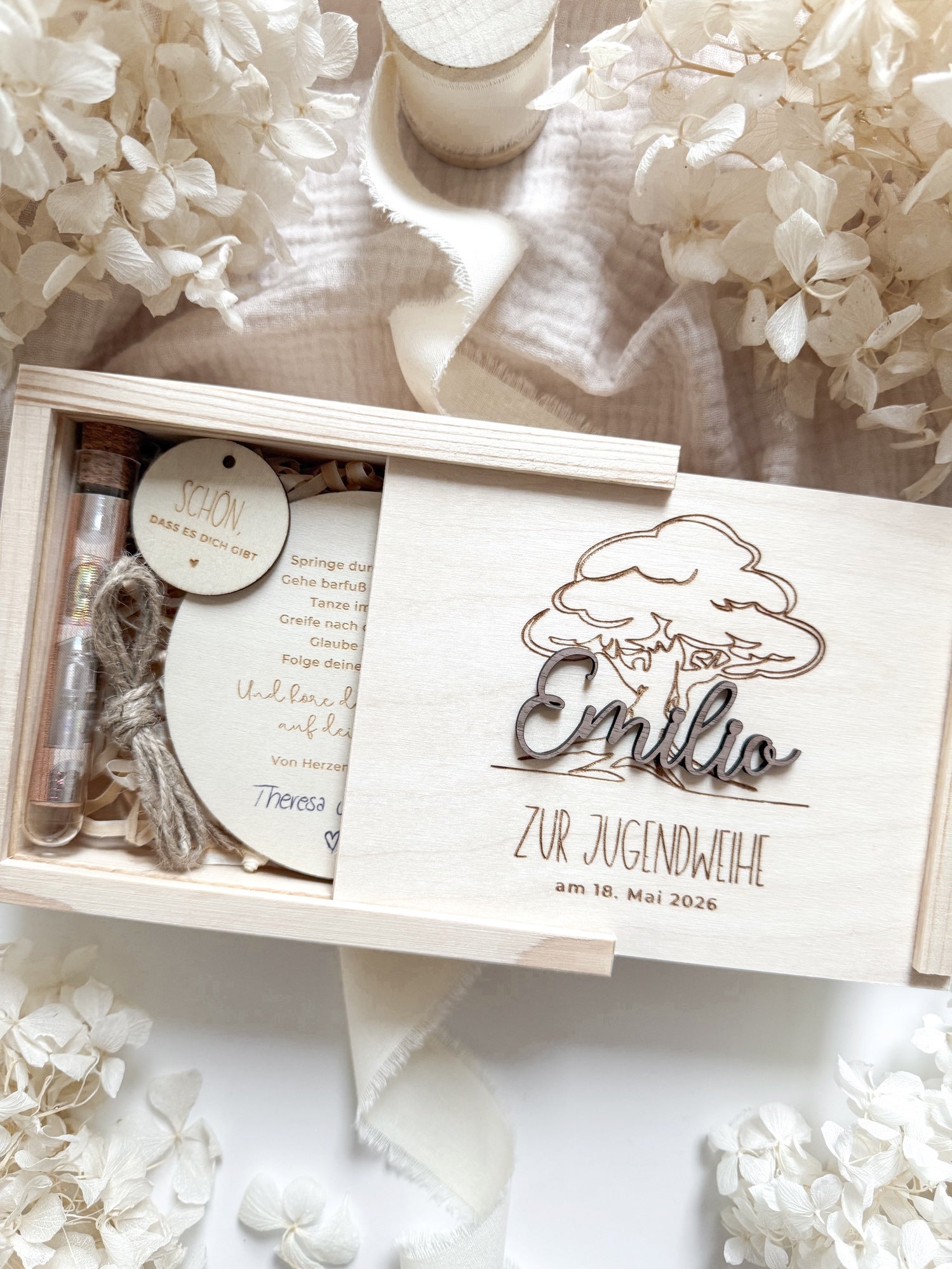 Personalisiertes Geldgeschenk aus Holz zur Jugendweihe | mit 3D-Schriftzug