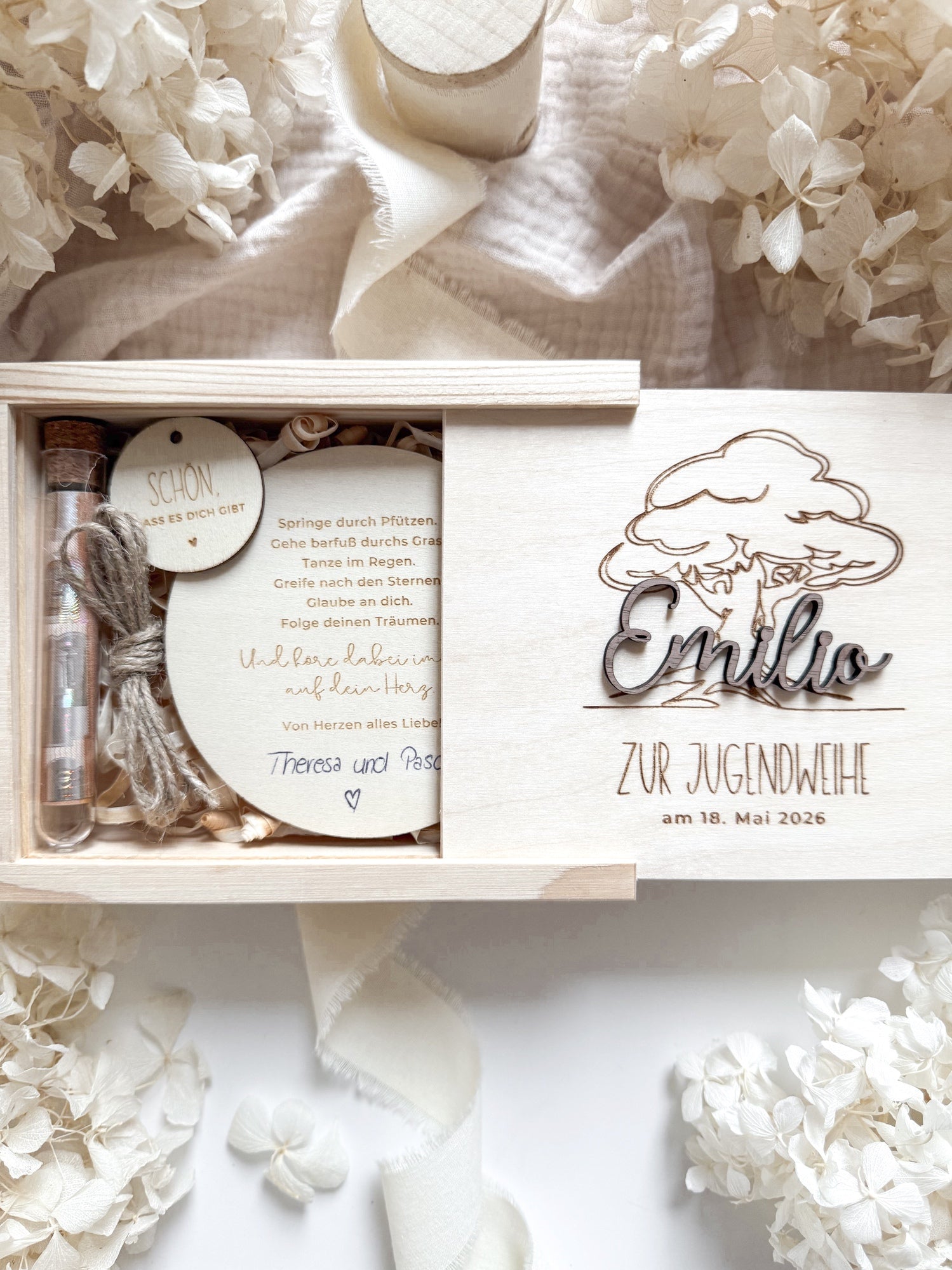 Personalisiertes Geldgeschenk aus Holz zur Jugendweihe | mit 3D-Schriftzug