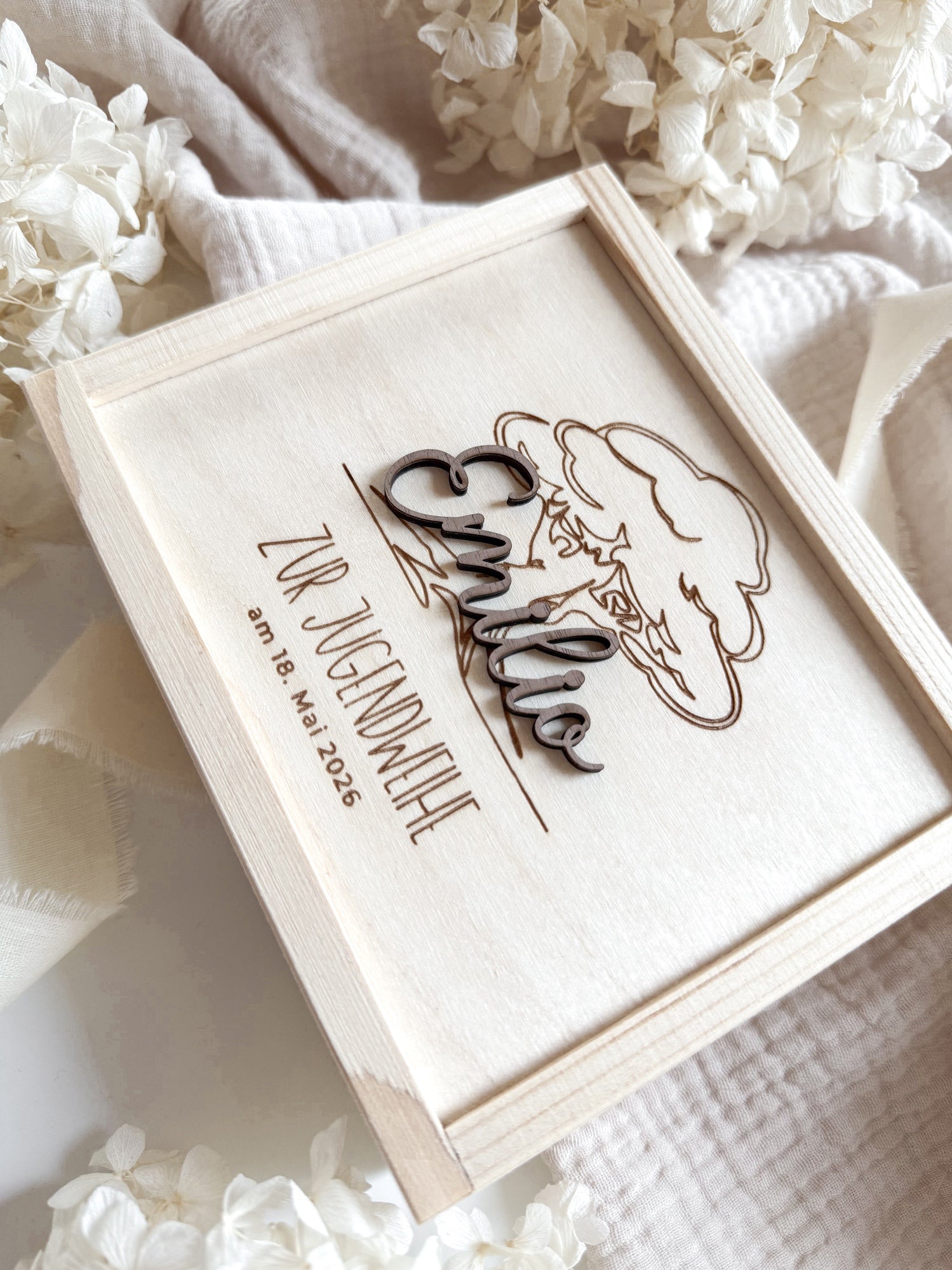 Personalisiertes Geldgeschenk aus Holz zur Jugendweihe | mit 3D-Schriftzug