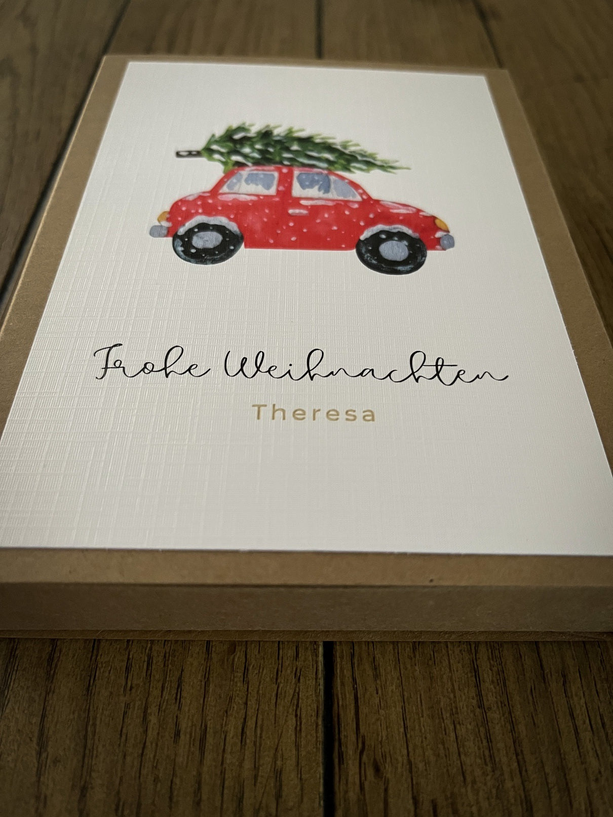 Personalisiertes Geldgeschenk zu Weihnachten | Auto mit Tanne