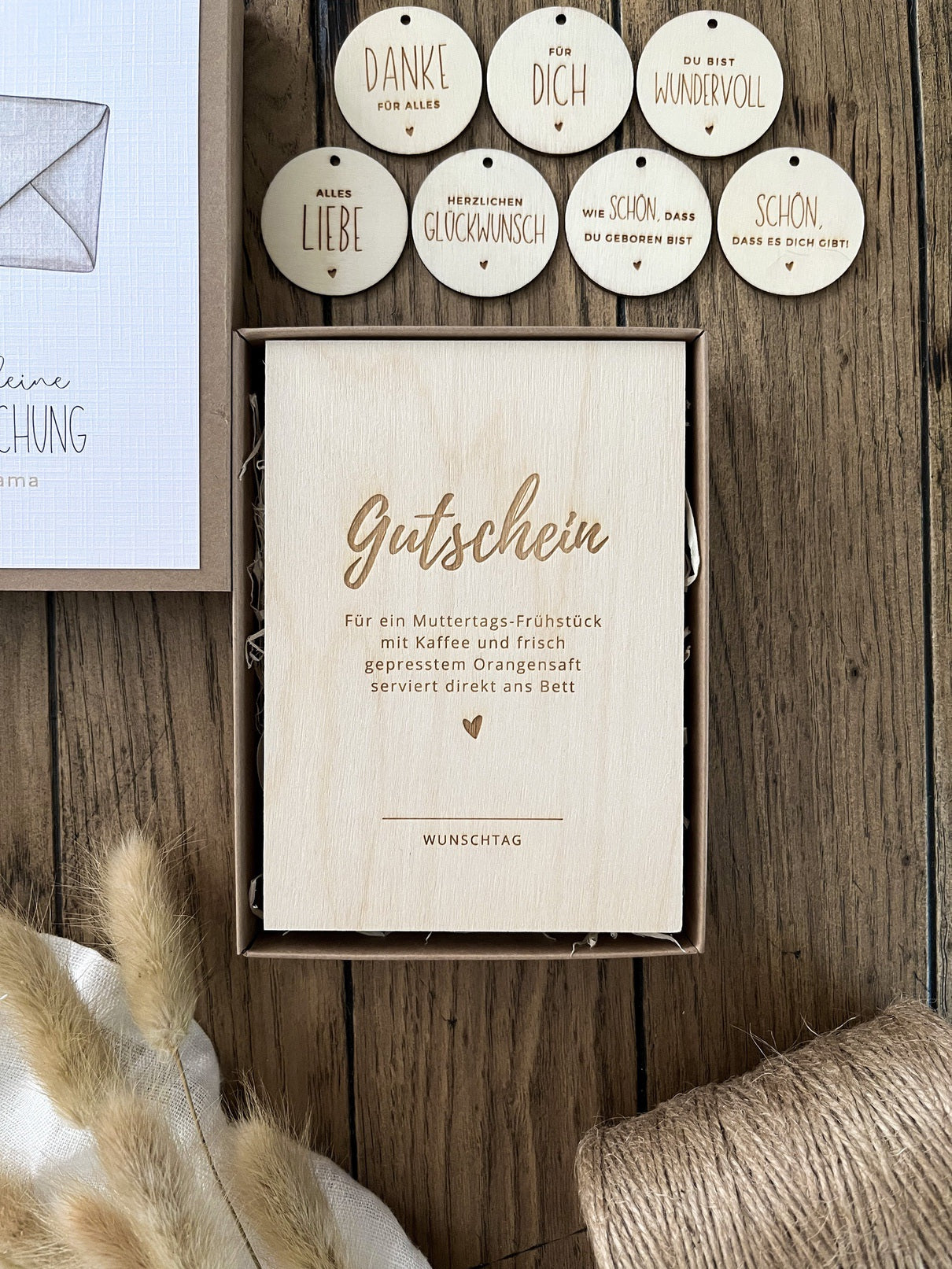 Geschenkschachtel mit Holzkarte | Gemeinsame Zeit verschenken