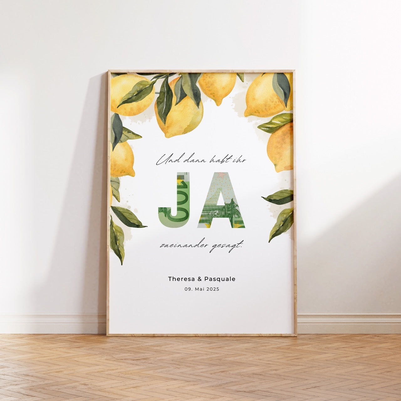 Personalisiertes Geldgeschenk zur Hochzeit "Zitrone" | Druckvorlage (digitaler Download)