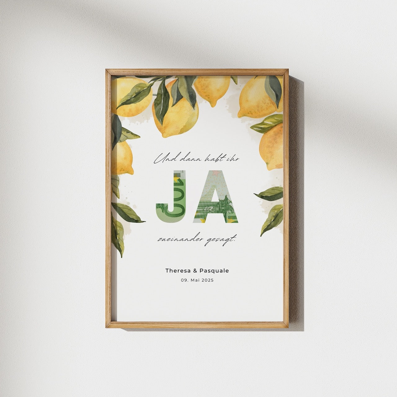 Personalisiertes Geldgeschenk zur Hochzeit "Zitrone" | Druckvorlage (digitaler Download)