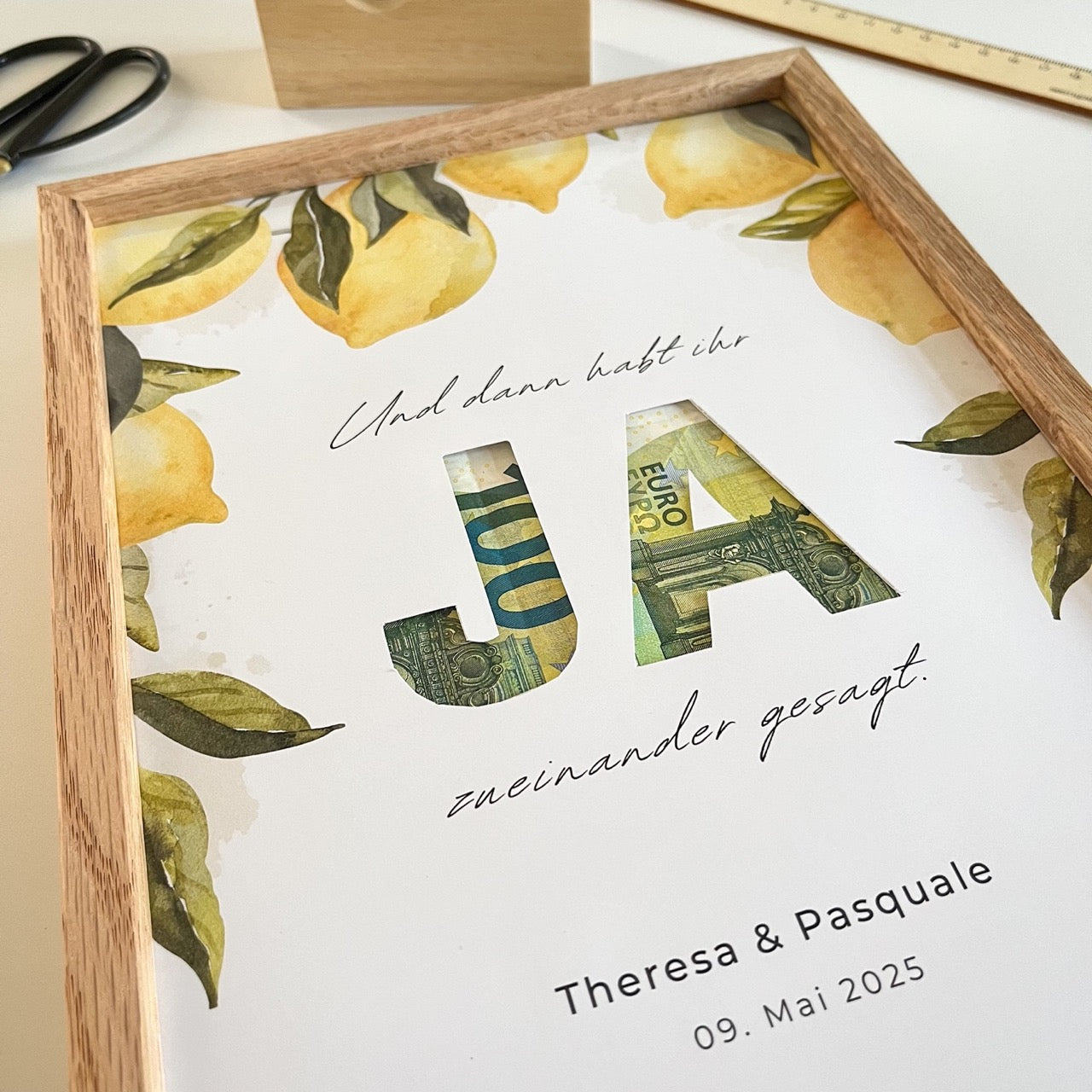Personalisiertes Geldgeschenk zur Hochzeit "Zitrone" | Druckvorlage (digitaler Download)