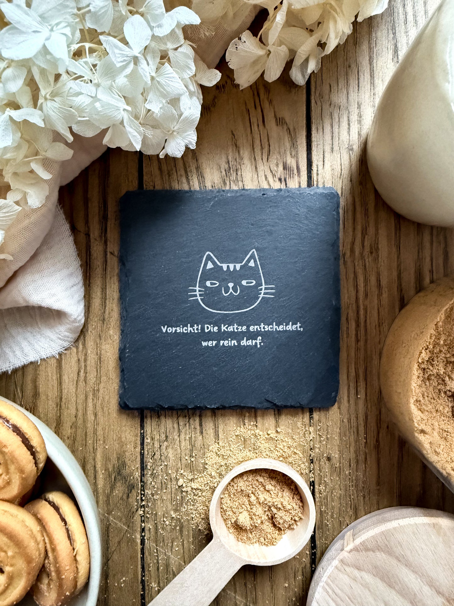 Schiefer-Untersetzer | Katzen Motive 4er-Set