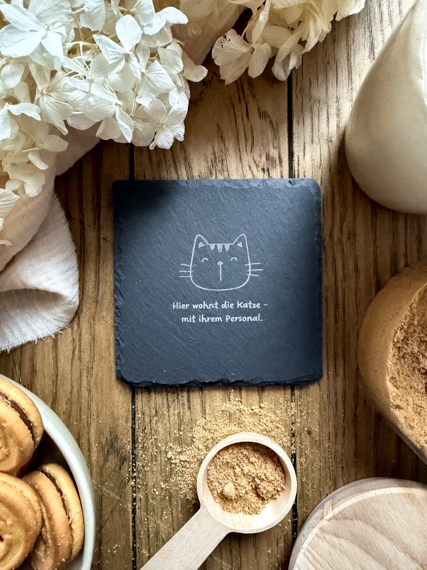 Schiefer-Untersetzer | Katzen Motive 4er-Set