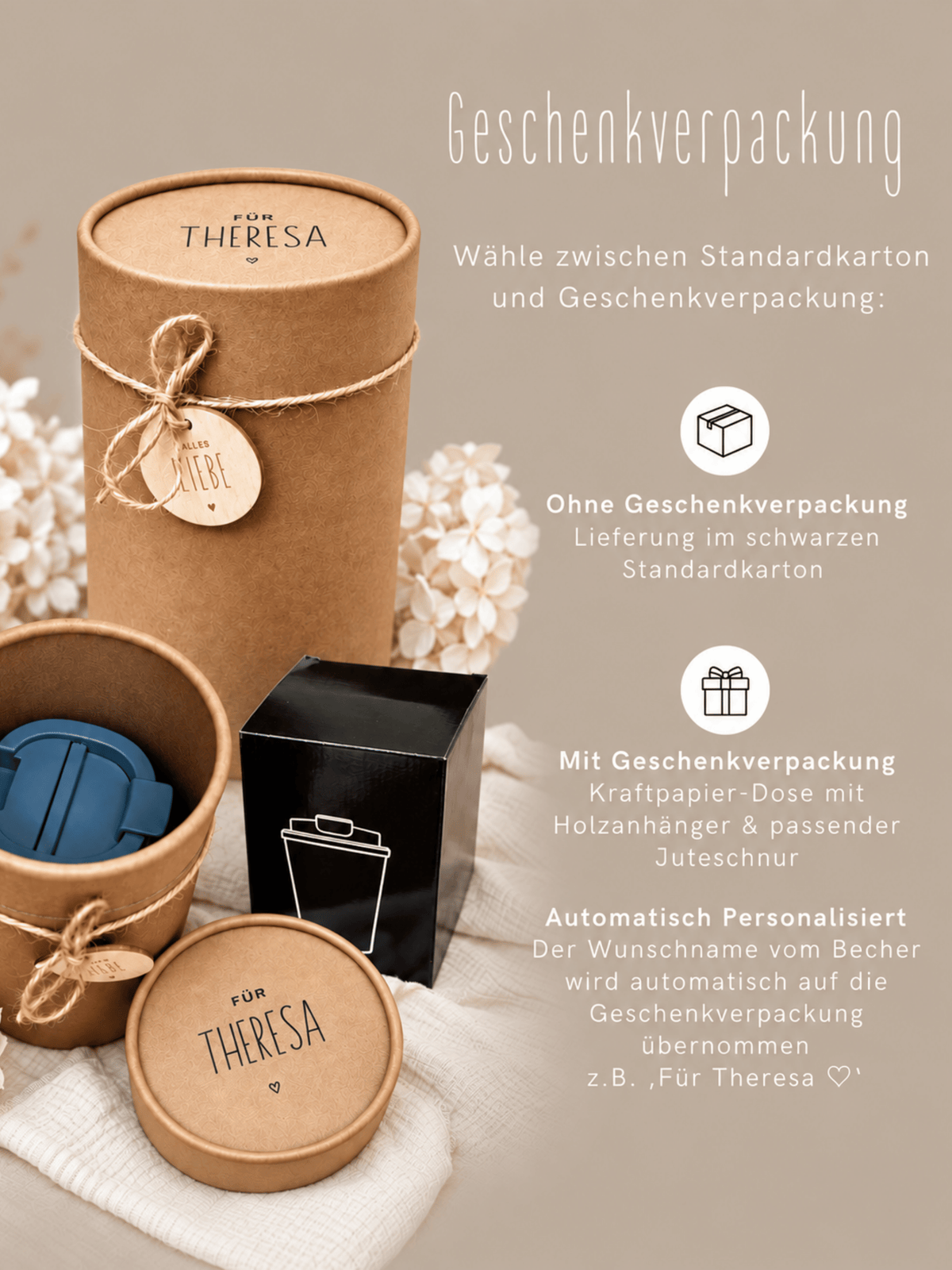 Personalisierter Thermobecher mit Namen | Geburtsblume