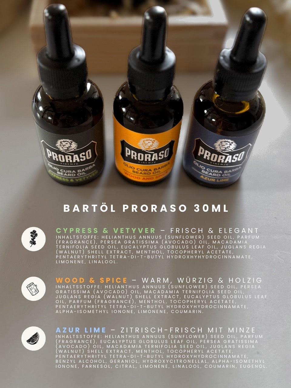 Personalisierte Bart Geschenkbox mit gravierter Bartbürste & Proraso Bartöl | Bartpflegeset