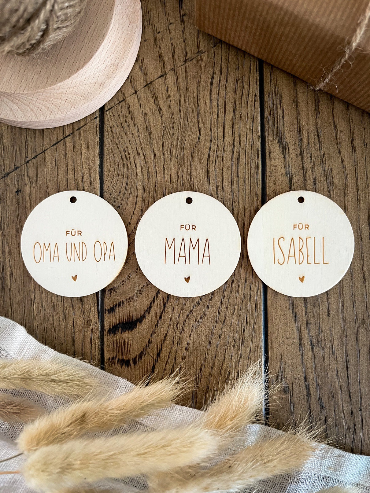 Personalisierte Geschenkanhänger mit Wunschnamen