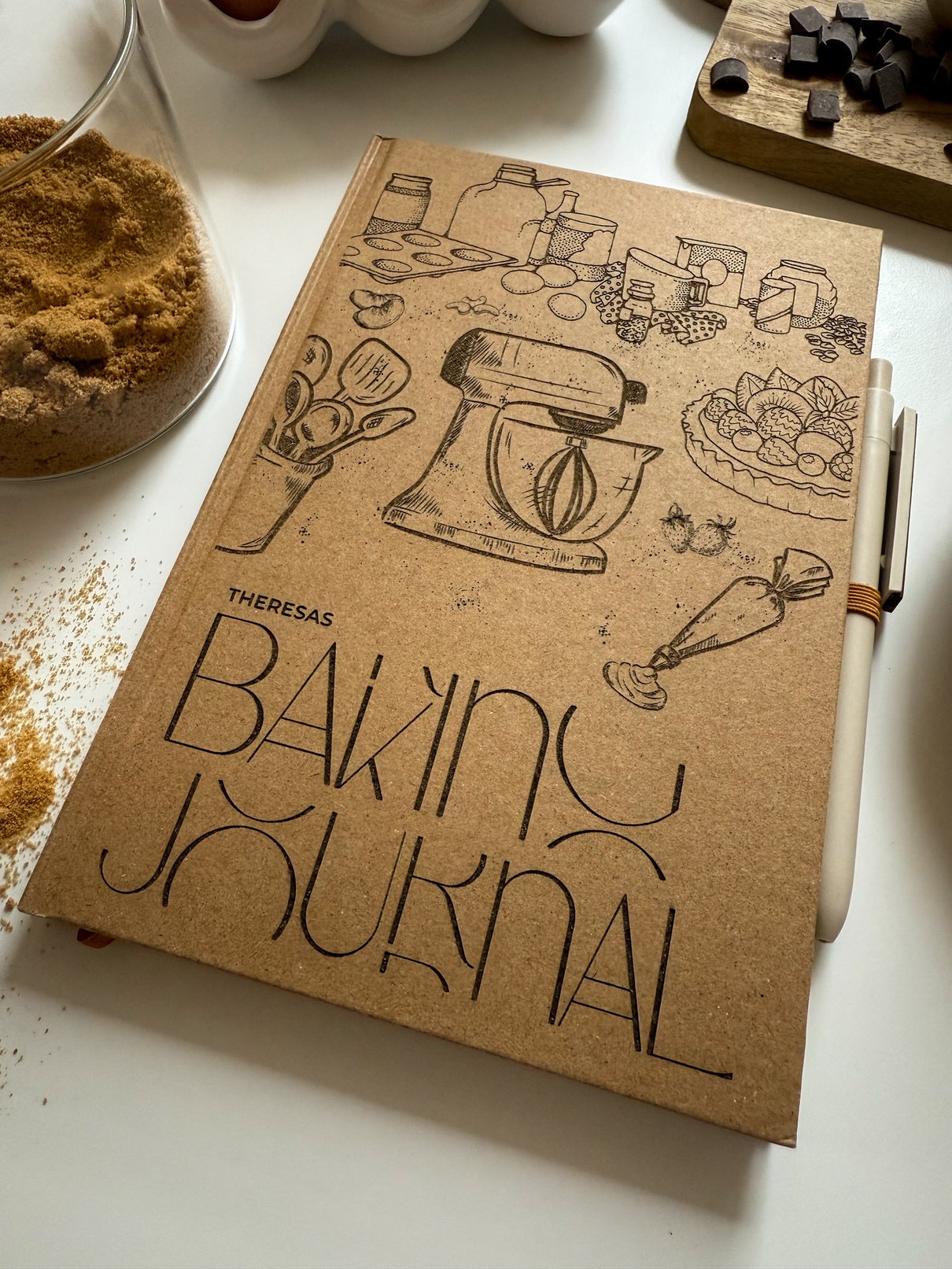 Personalisiertes Backrezept-Notizbuch (A5) | Rezeptbuch mit Gravur & Stift