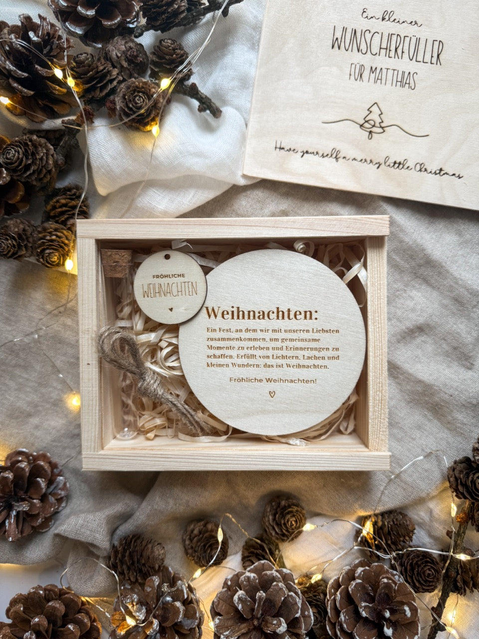 Personalisiertes Geldgeschenk zu Weihnachten aus Holz | Tannenbaum