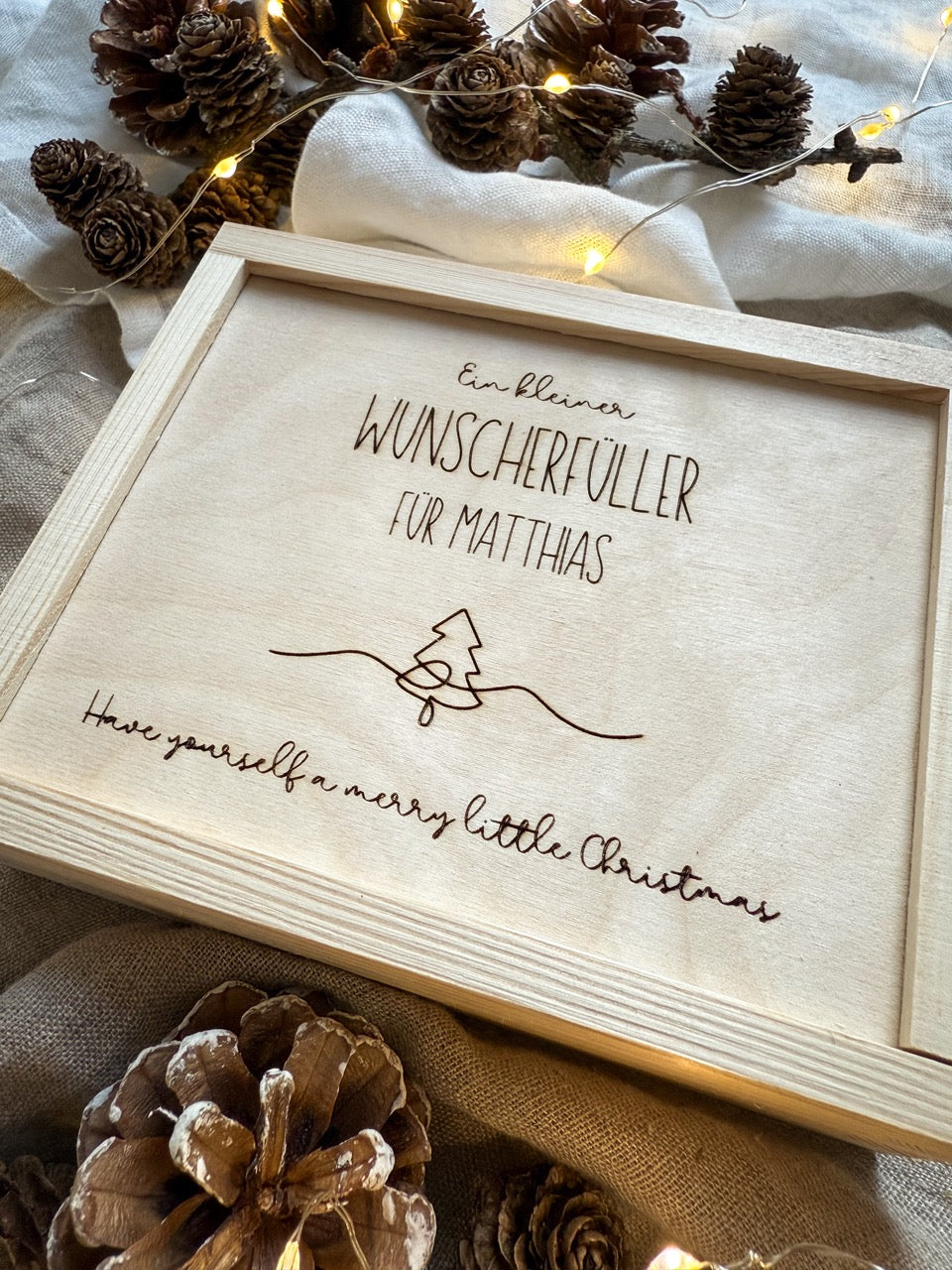 Personalisiertes Geldgeschenk zu Weihnachten aus Holz | Tannenbaum