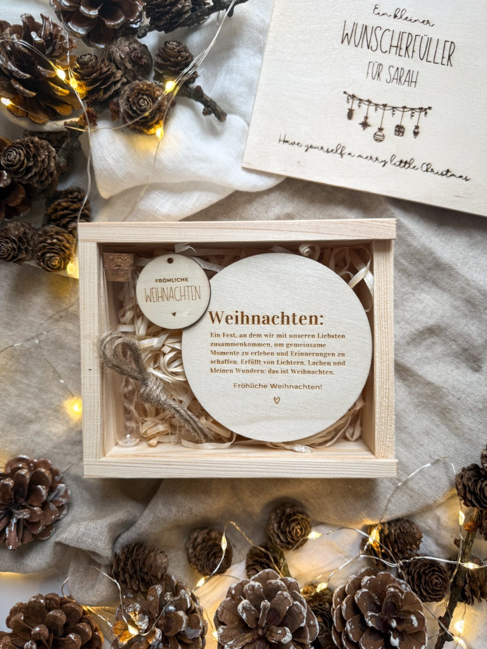 Personalisiertes Geldgeschenk zu Weihnachten aus Holz | Weihnachtsgirlande