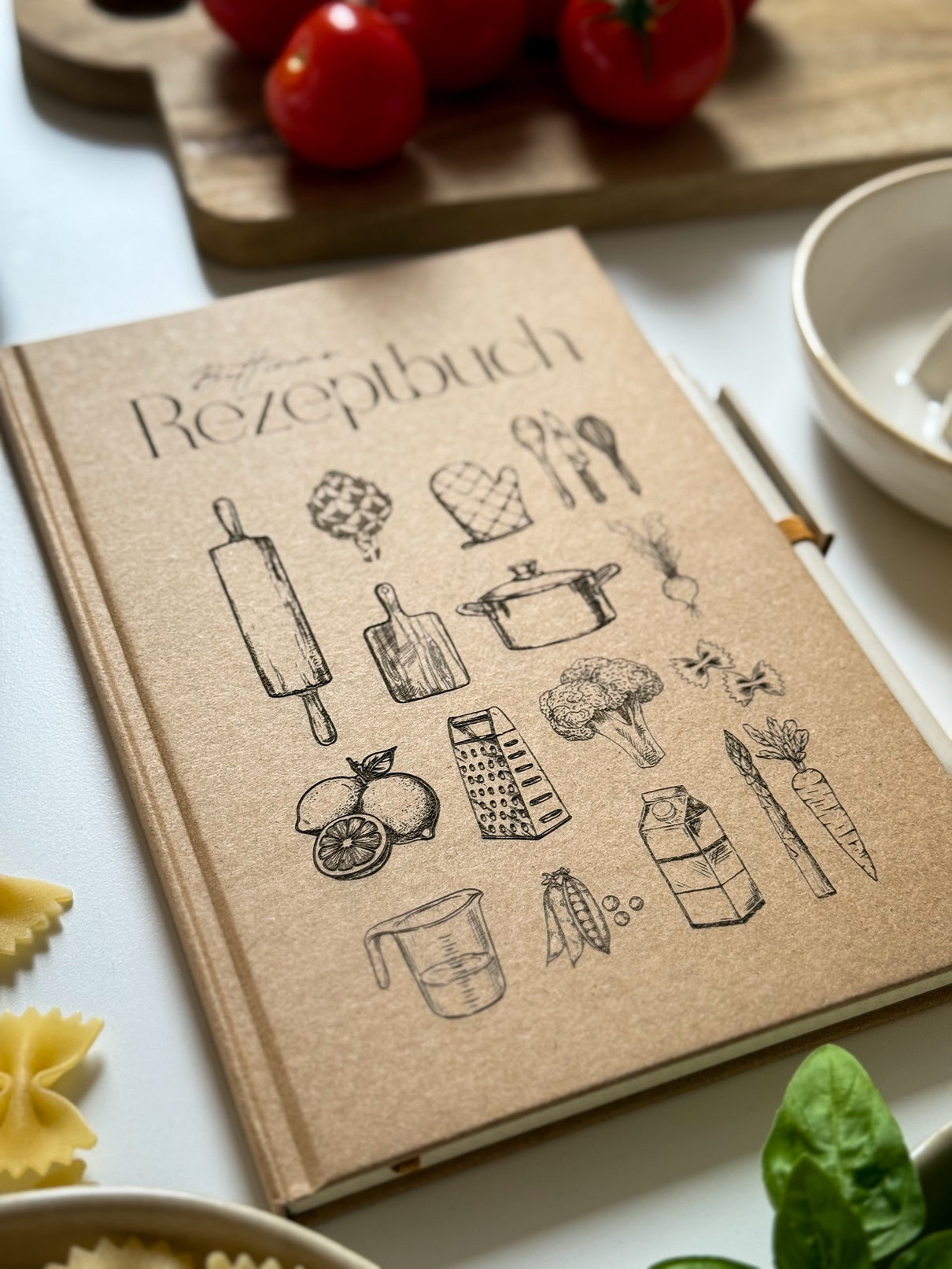 Personalisiertes Kochrezept-Notizbuch (A5) | Rezeptbuch mit Gravur & Stift
