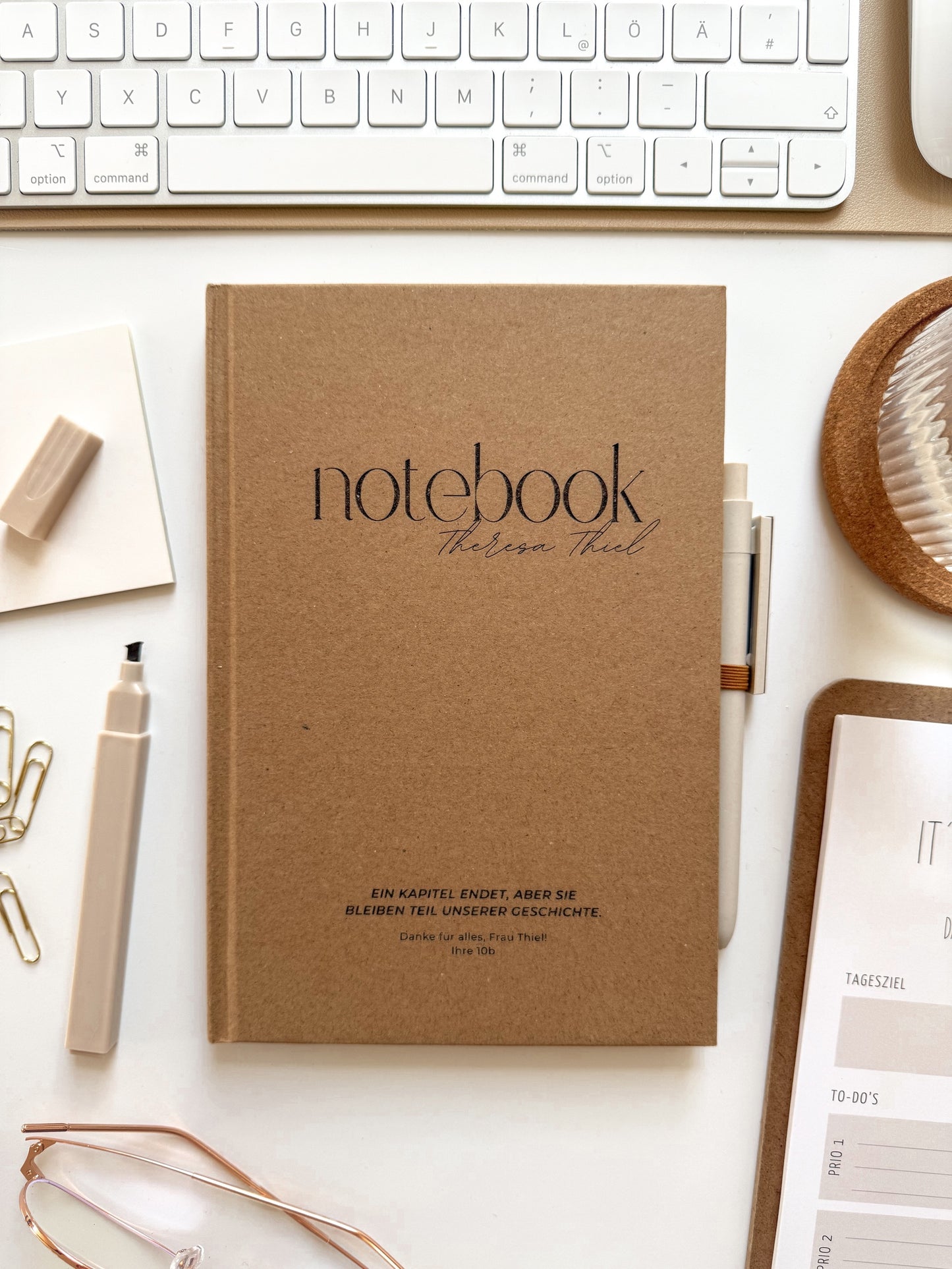 Personalisiertes Notizbuch für Lehrer zum Abschied | Notebook (A5) mit Gravur und Stift