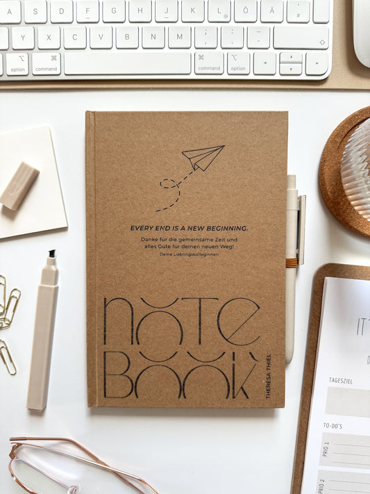 Personalisiertes Notizbuch zum Abschied Kollege | Notizbuch (A5) mit Gravur und Stift