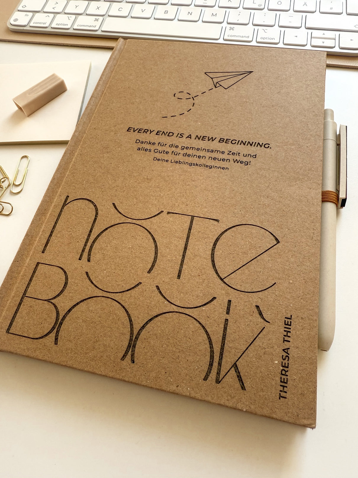 Personalisiertes Notizbuch zum Abschied Kollege | Notizbuch (A5) mit Gravur und Stift