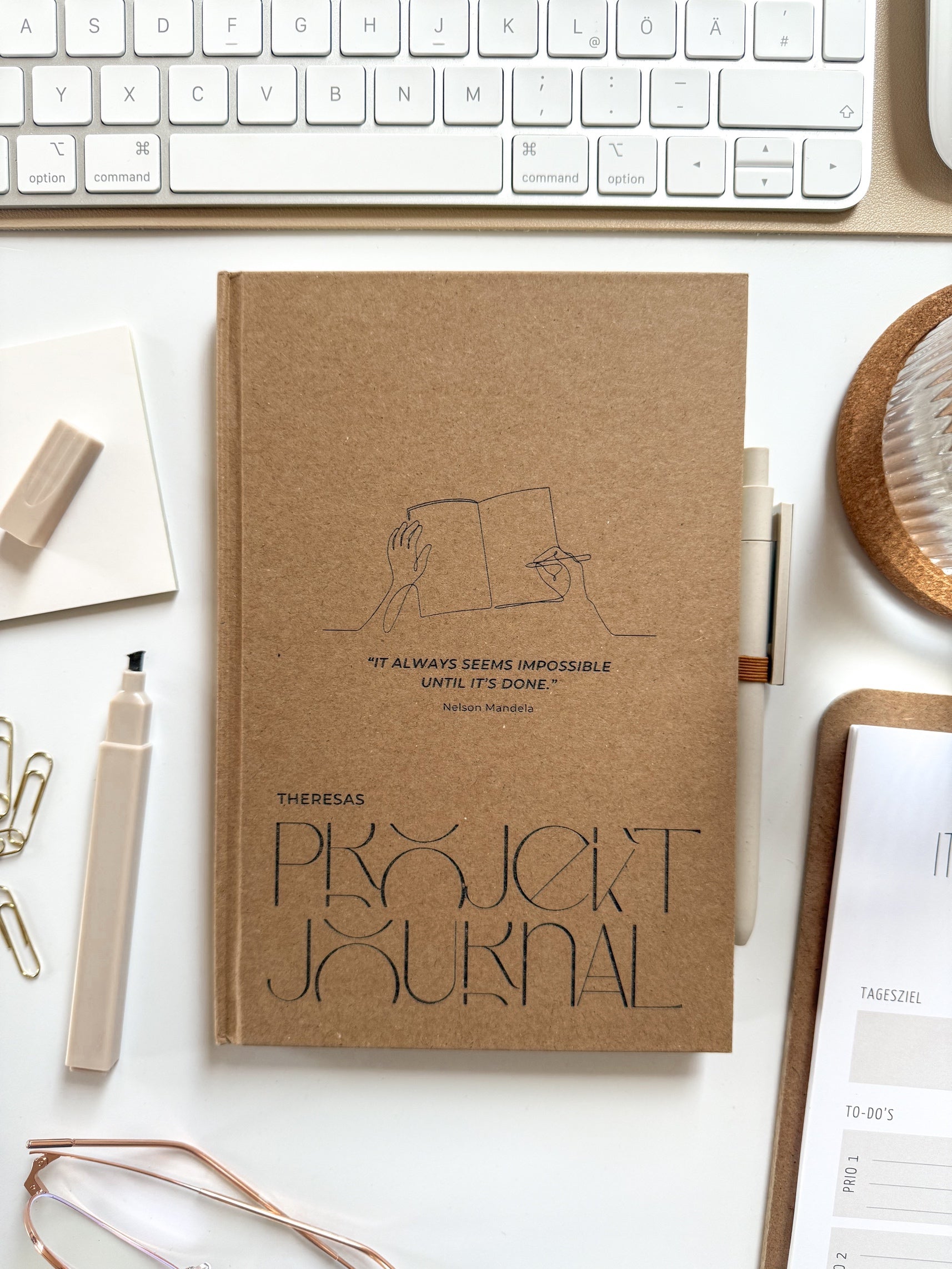 Personalisiertes Projektjournal | Notizbuch (A5) mit Gravur und Stift  | Heft-Motiv