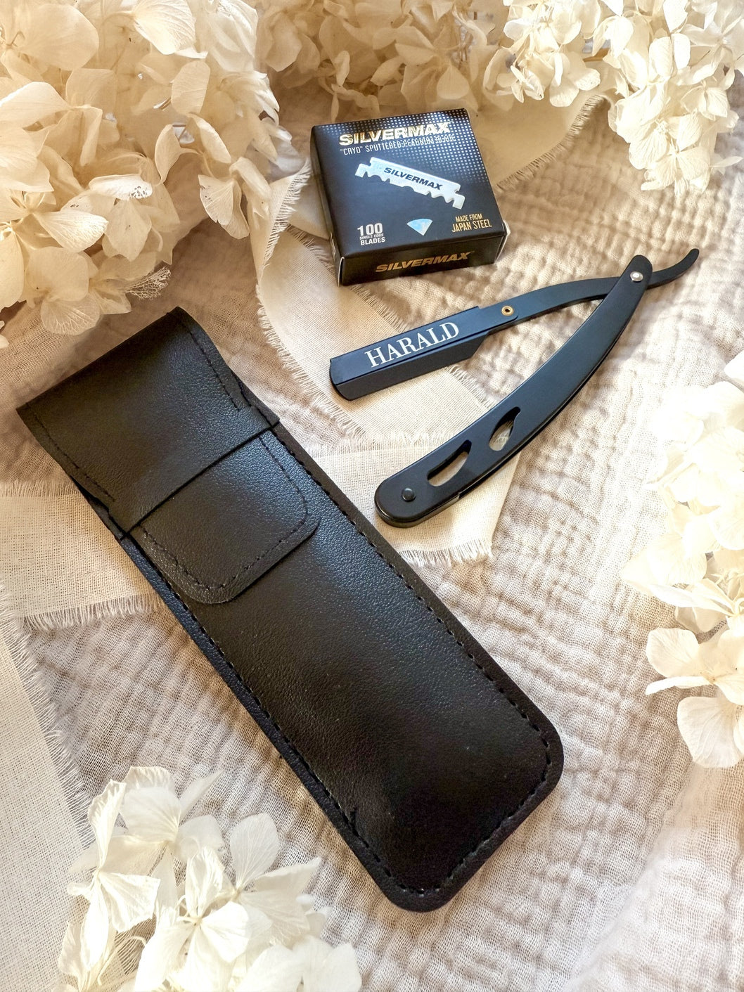 Personalisiertes Rasiermesser mit Gravur | Rasiermesser mit Namen inkl. Etui & Klingen