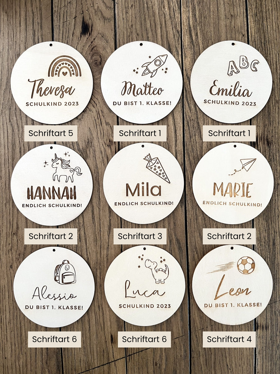 Personalisierter Schultütenanhänger aus Holz