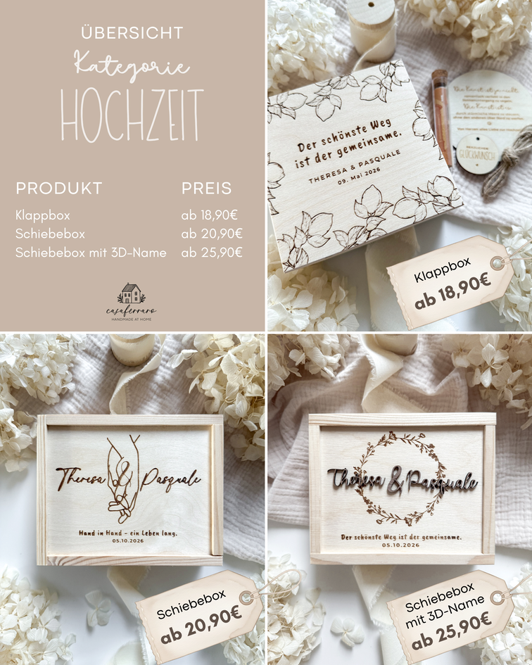 Personalisiertes Geldgeschenk aus Holz zur Hochzeit | Zweig