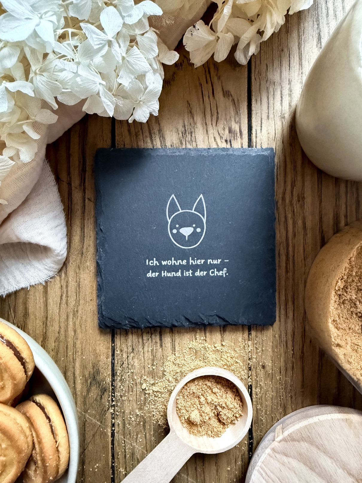 Schiefer-Untersetzer | Hunde Motive 4er-Set