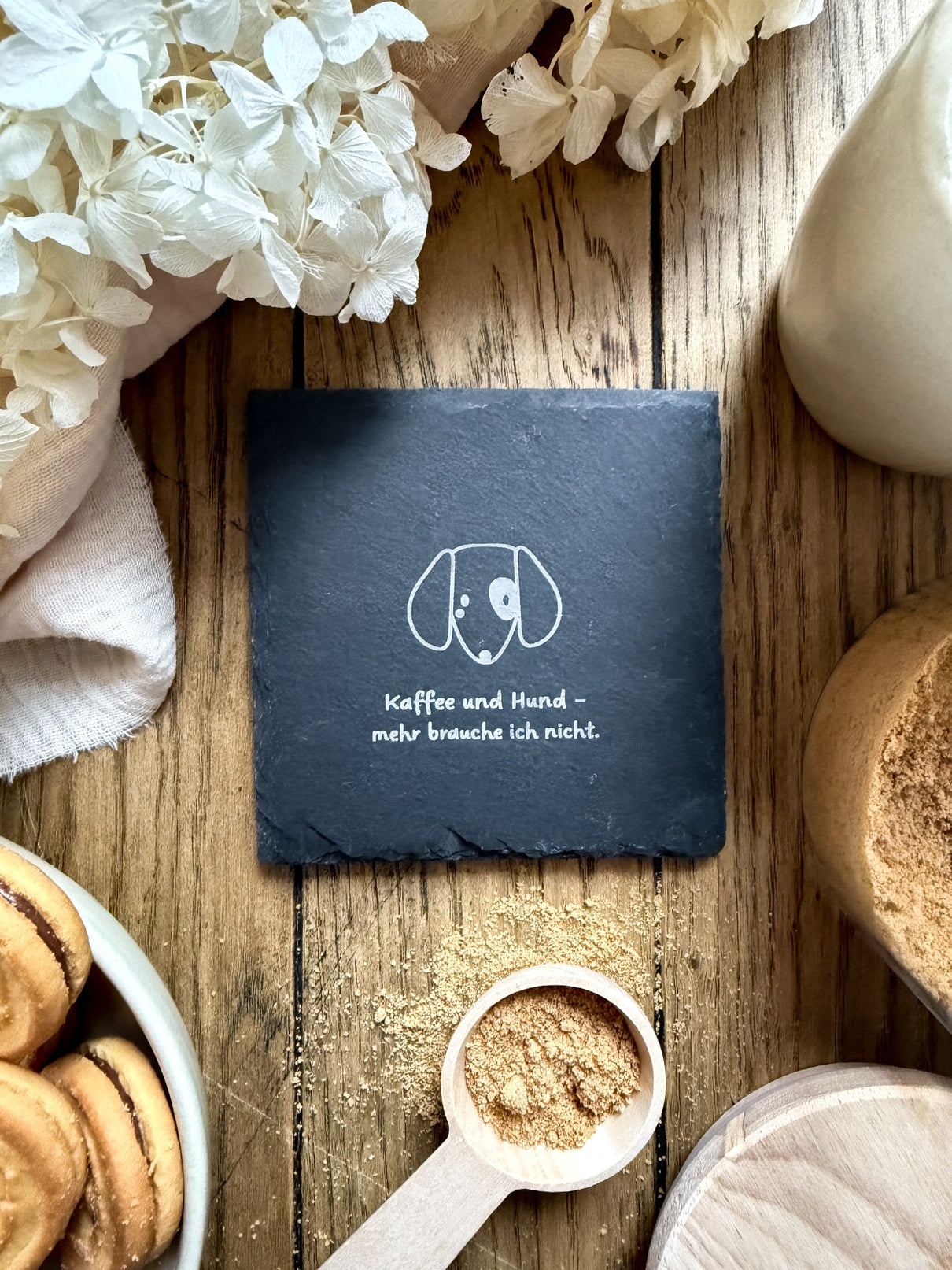 Schiefer-Untersetzer | Hunde Motive 4er-Set