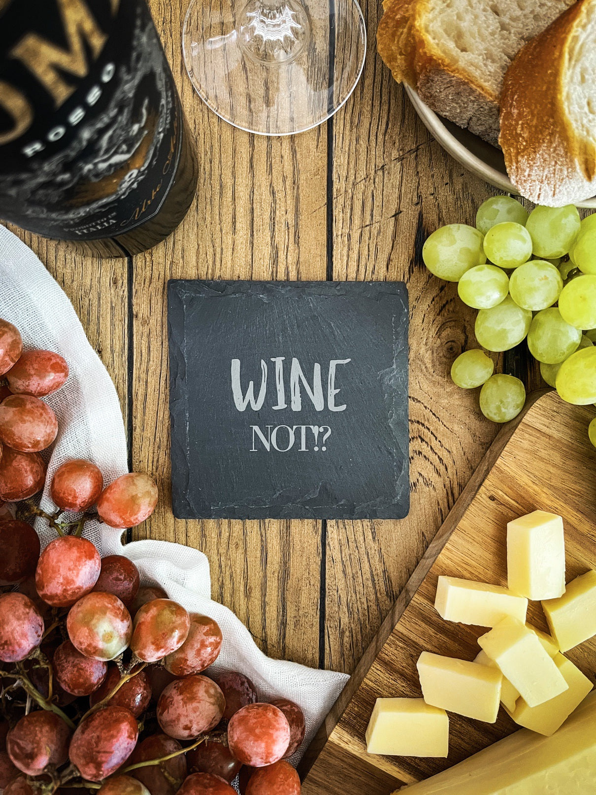 Schiefer-Untersetzer | Englische Wein-Sprüche 4er-Set