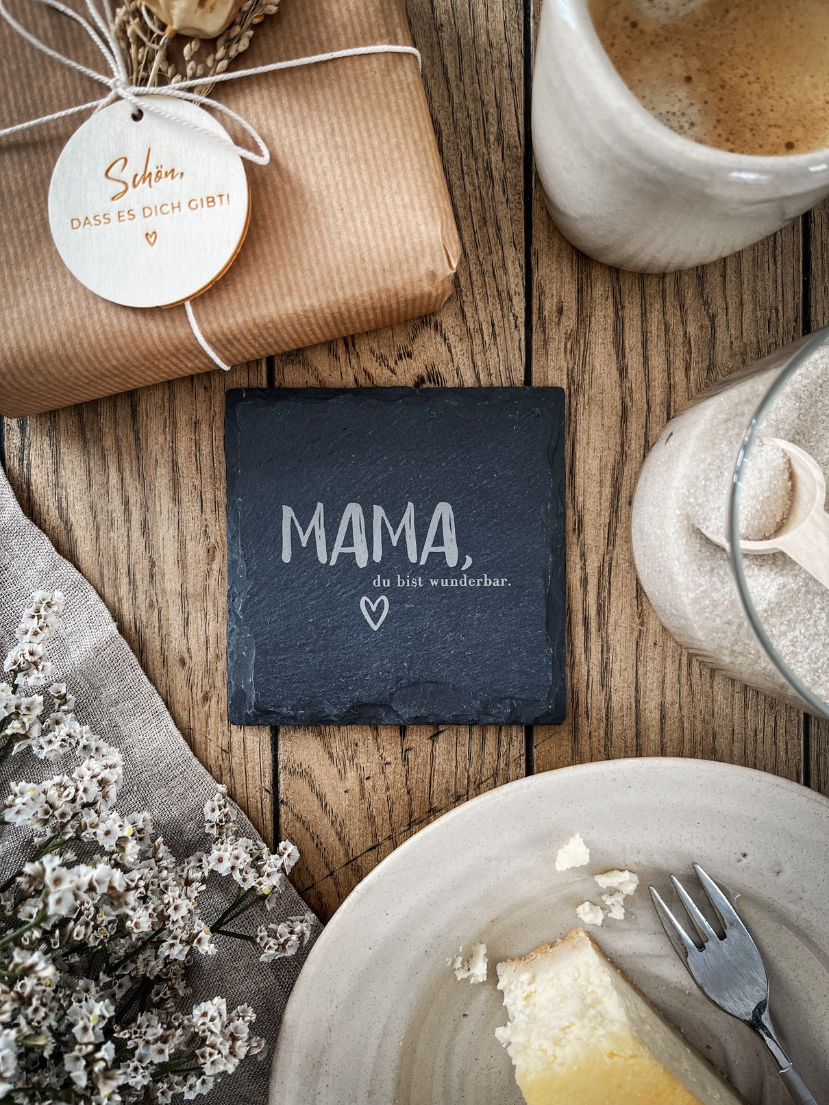 Schiefer-Untersetzer | Mama oder Papa