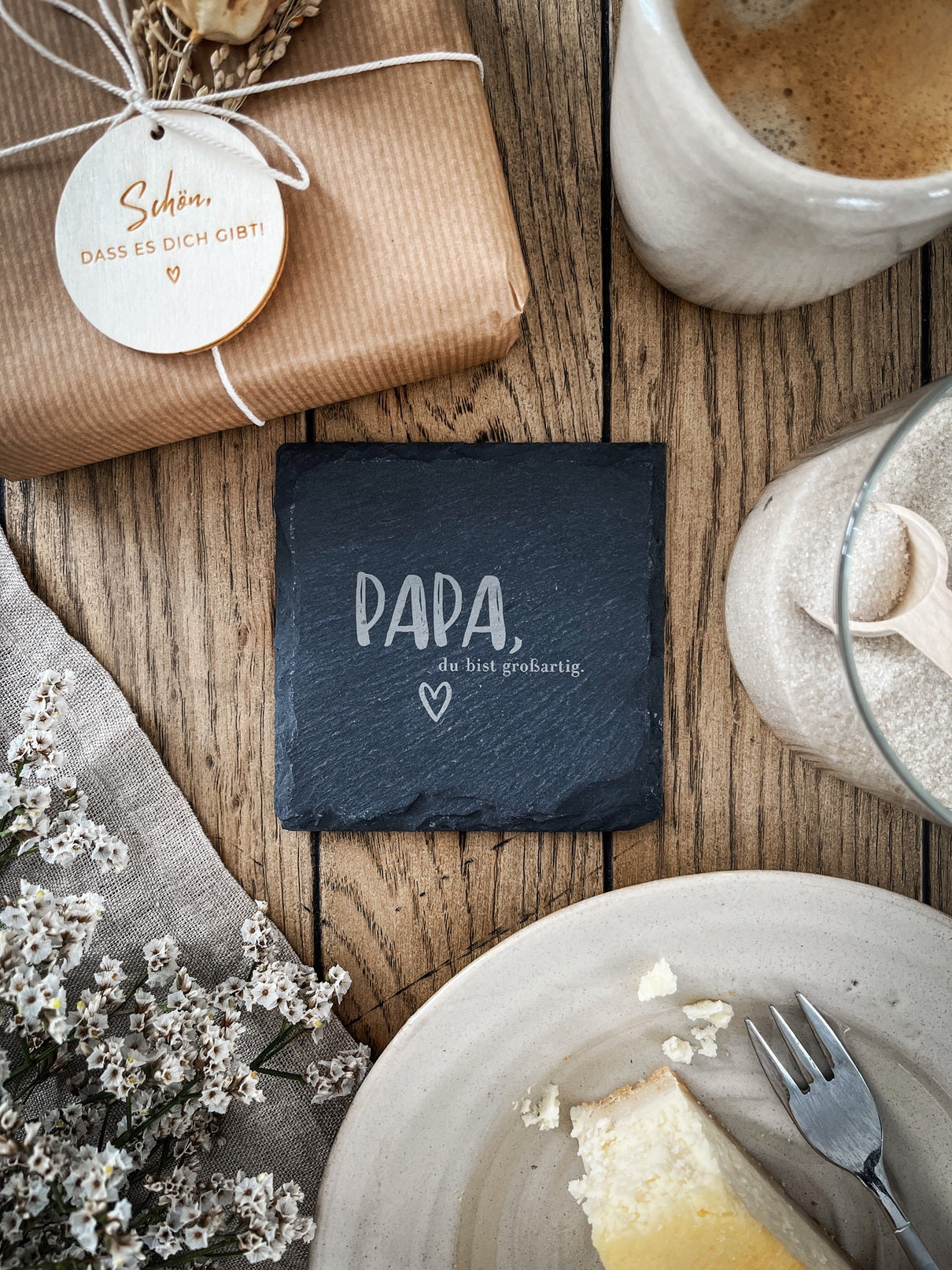 Schiefer-Untersetzer | Mama oder Papa
