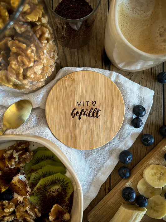 Vorratsglas mit Holzdeckel graviert | Mit Liebe befüllt