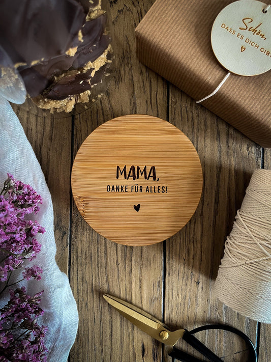Personalisiertes Muttertagsgeschenk | Graviertes Vorratsglas mit Holzdeckel