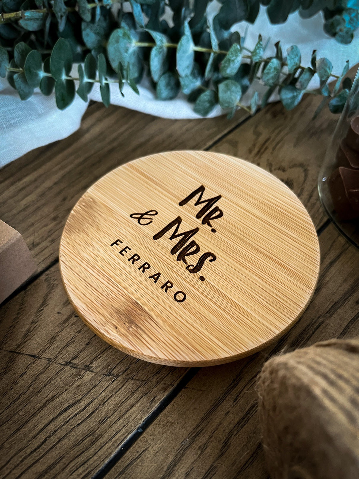 Personalisiertes Vorratsglas mit Holzdeckel graviert | Mr. & Mrs.